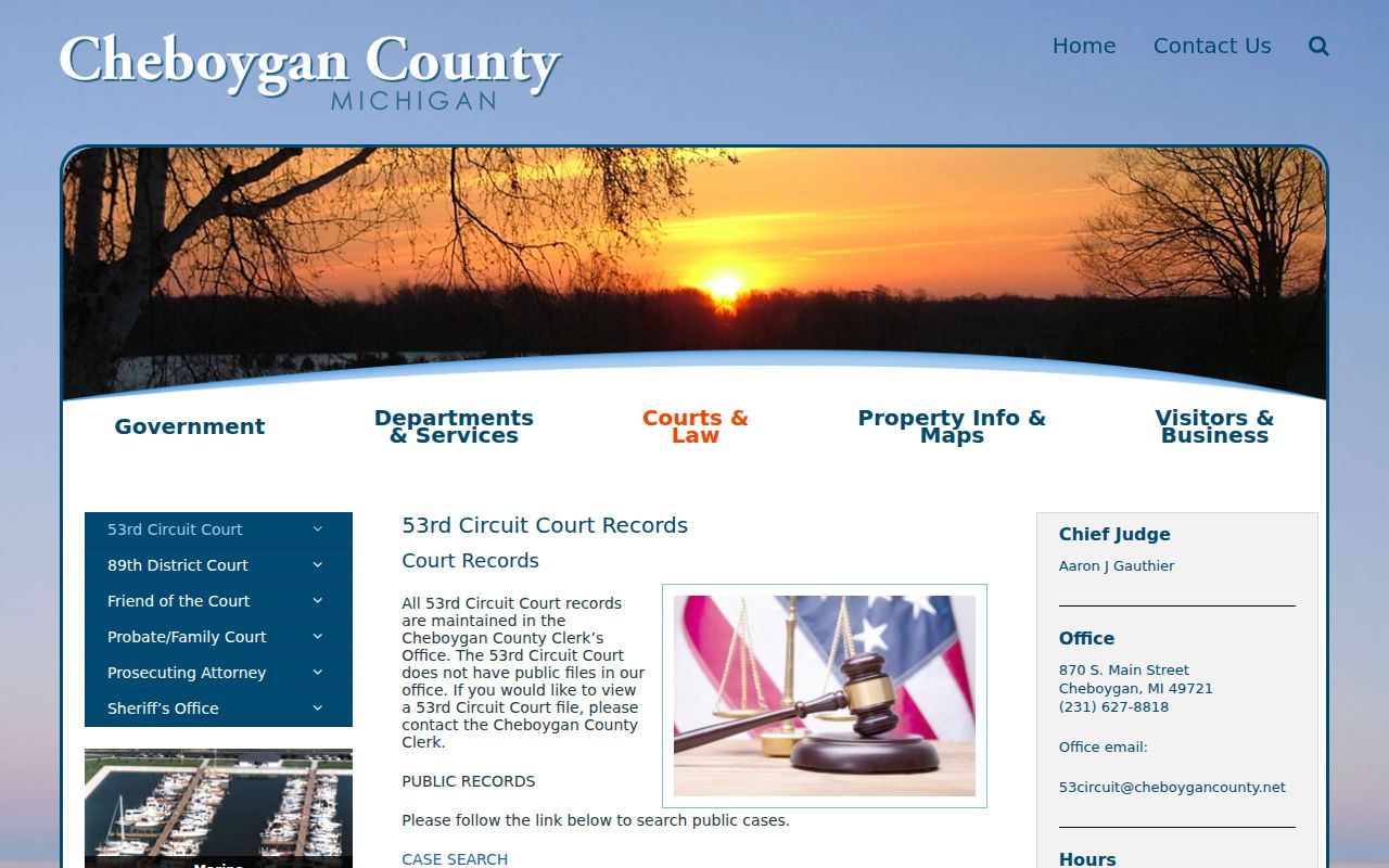 Cheboygan County Circuit records custody warning for warrant record requests