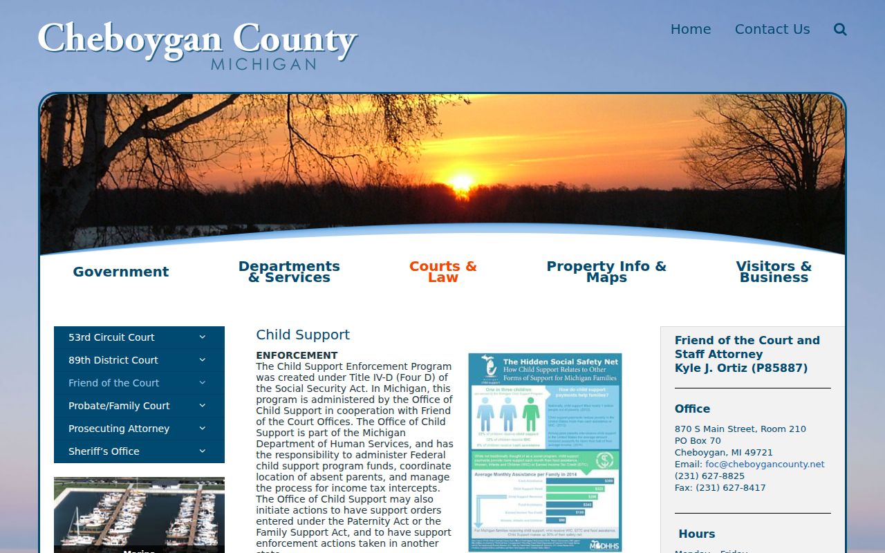 Friend of the Court show cause process that can lead to a Cheboygan County bench warrant