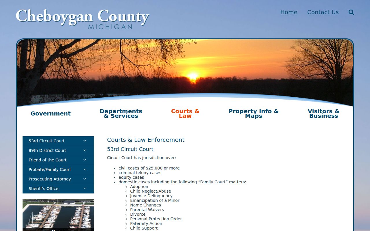 Cheboygan County court and law enforcement map for warrant records